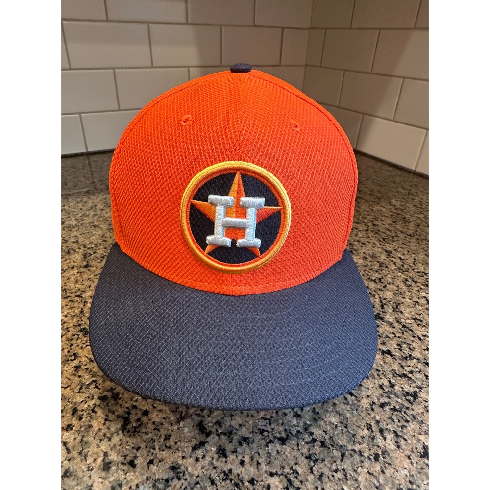 Houston Astros New Era 59FIFTY Fitted Hat 7 1/2 Orange Navy Polyester